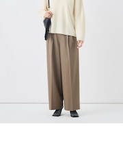 【一部WEB限定サイズ】《抗ピル/防シワ》ウォッシャブルポリウール梳毛タックワイドパンツ
