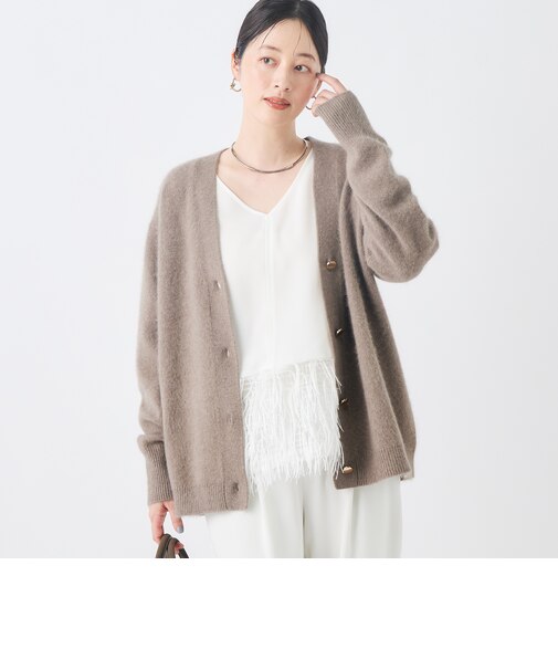 ヘアリー長めVネックカーディガン