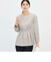 《セットアップ対応》ウォッシャブルハイスペックTRペプラムブラウス