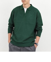 変形カノコ 長袖スキッパーニットポロ 26AW