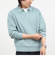 変形カノコ 長袖スキッパーニットポロ 26AW