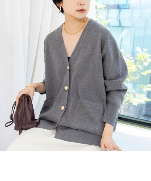 【EC限定】《手洗い可能》総針ビックVネックカーディガン