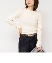 《アンサンブル対応/手洗い可能》リブクループルオーバー配色ボタン