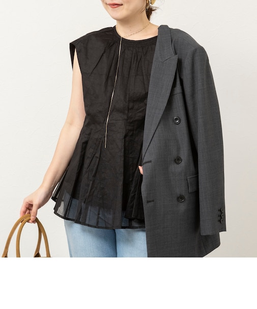 【MARILYN MOON/マリリーンムーン】sheer starched cottonブラウス