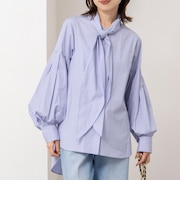 【MARILYN MOON/マリリーンムーン】stripe embroidery tie blouse