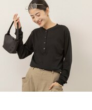 【MAQWEL/マクウェル】コットンフライスヘンリーネックプルオーバー