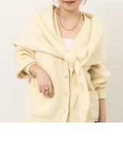 ウール混ヘアリー三角ストール