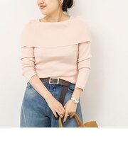 【新色追加】【安心デザイン】《手洗い可能》マチ付きオフショルラメプルオーバー
