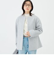 アンゴラビーバーノーカラーショートコート