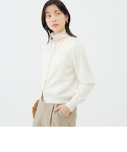 《抗ピンリング/手洗い可能》ウール100クルーネックカーディガン