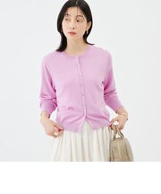 《抗ピンリング/手洗い可能》ウール100クルーネックカーディガン