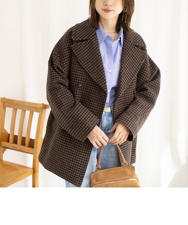 【WEB限定】【TICCA/ティッカ】ウールハウンドトゥースピーコート
