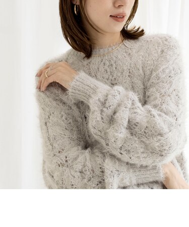 【TORRAZZO DONNA/トラッゾドンナ】透かし編み柄フェザープルオーバー