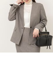 《セットアップ対応》ウォッシャブルウール調ノーカラージャケット