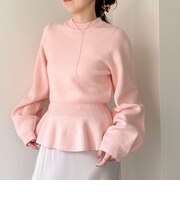 《手洗い可能》片畦ペプラムニット