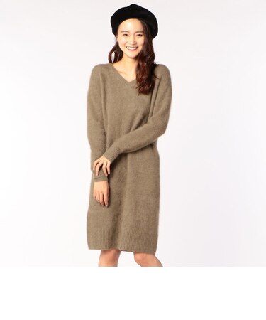 フェレットＶネックニットワンピース