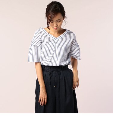 【WEB限定】ピケ後ろリボンブラウス