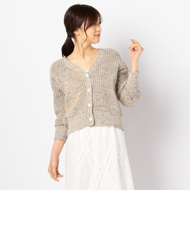 透かし柄Vネックカーディガン