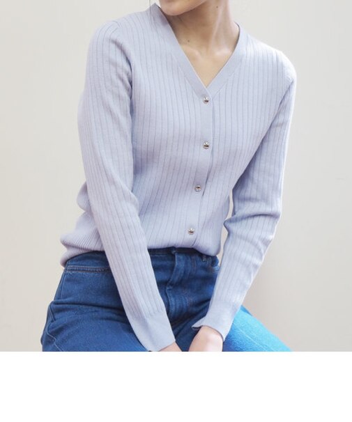 【WEB限定】ワイドリブVネックカーディガン