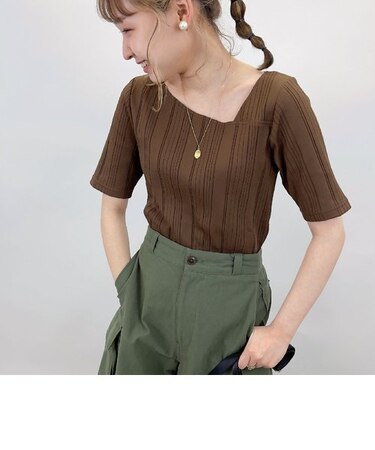 アシメデザインショートスリーブプルオーバーカットソー