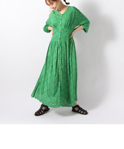 小花プリントコルセットワンピース