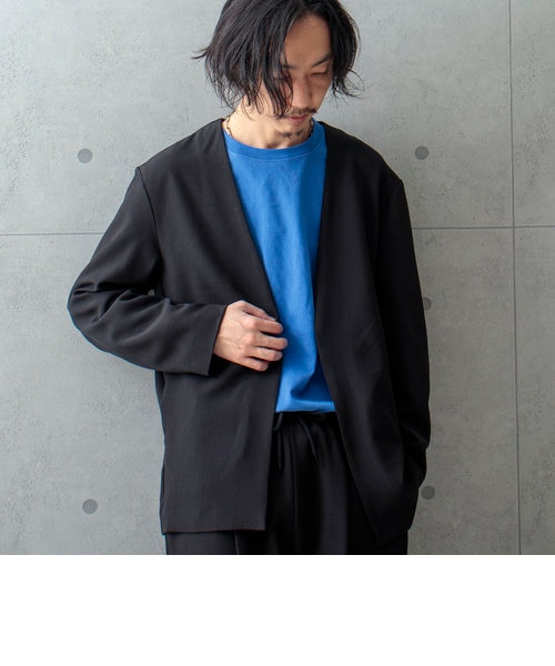 ノーカラージャケット＆イージーパンツ セットアップ【ジャケット＋