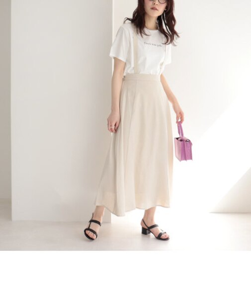 麻ヘリンボーンフレアスカート