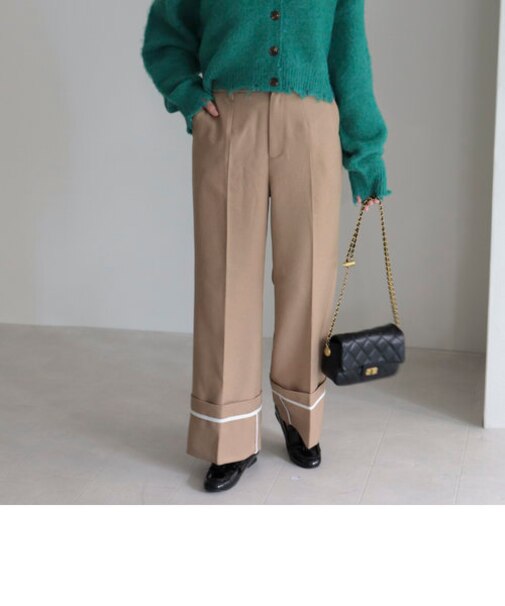 ロールアップフレアーワイドパンツ