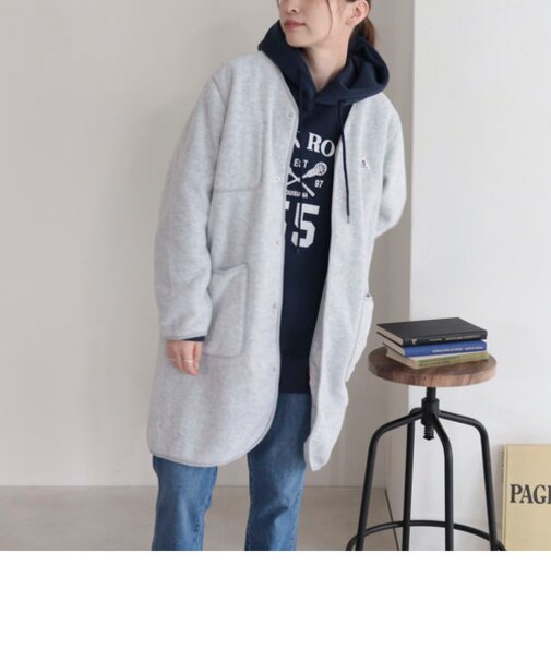 【GEVACO/ゲバコ】両面起毛メランジフリースロングジャケット