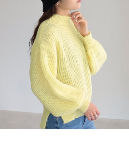 片畦ハイネックプルオーバー