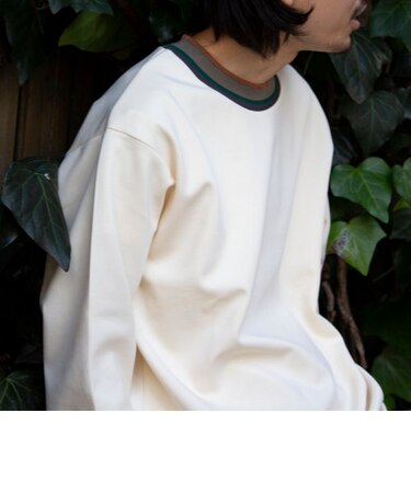 【GLOSTER/グロスター】ダンボールニット プルオーバースウェット 切り替え 配色リブ