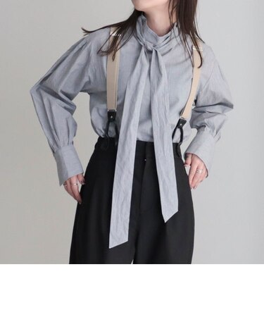 スタンドボウタイブラウス