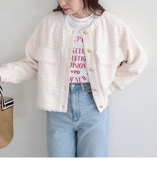 ツィードノーカラージャケット