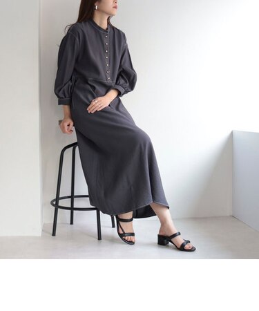 ステッチデザインシャツワンピース