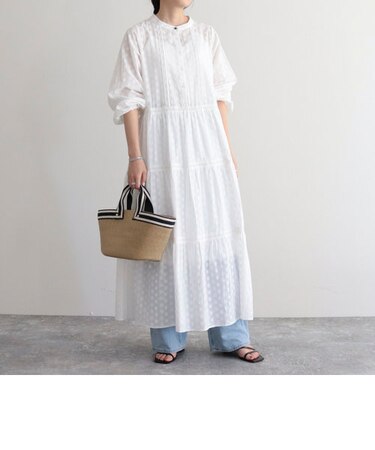 【fredyemueフレディエミュ】コットンレースティアードワンピース