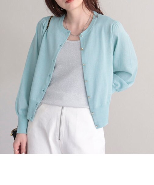 ハートボタン シアーカーディガン
