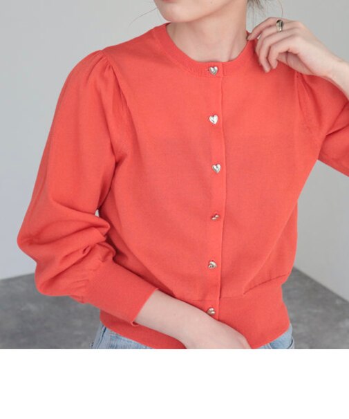ハートボタン シアーカーディガン