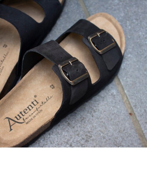 【AUTENTI/オーテンティ】スウェードダブルストラップ コンフォートサンダル スウェードサンダル