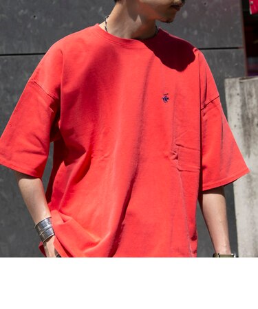 【BEVERLY HILLS POLO CLUB】ワンポイント刺繍 ピグメントダイ 半袖Tシャツ