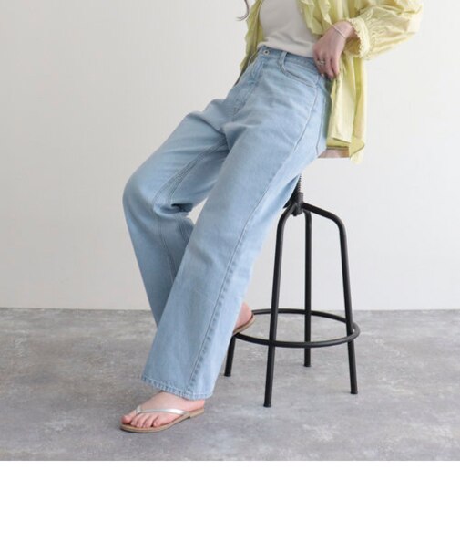 【fredyemueフレディエミュ】センタープレスストレートデニム
