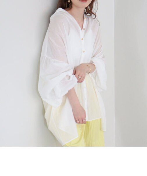 【fredyemueフレディエミュ】ドロストボリュームシャツブラウス