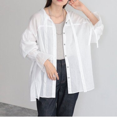 【fredyemueフレディエミュ】リネン混2WAYボウタイシャツ