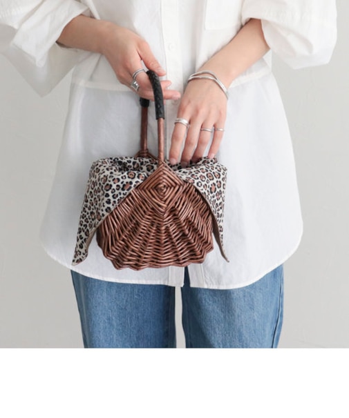 ワンハンドルレオパードカバーカゴバッグ