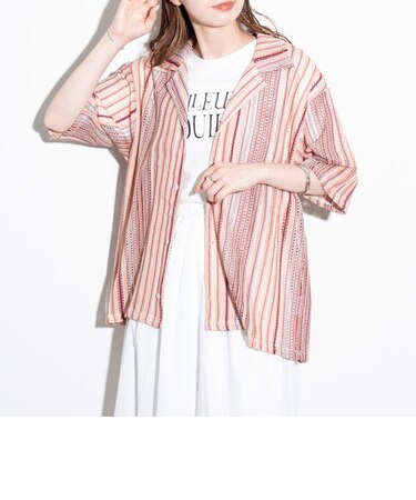 【GLOSTER/グロスター】バルファレース オープンカラーシャツ メッシュシャツ 透かし編み