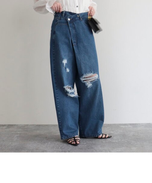 ラップデザインデニムパンツ