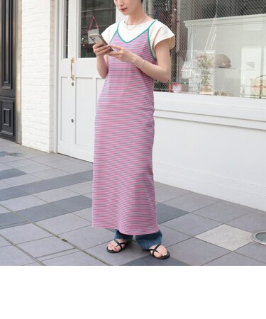 ボーダーロングキャミワンピース