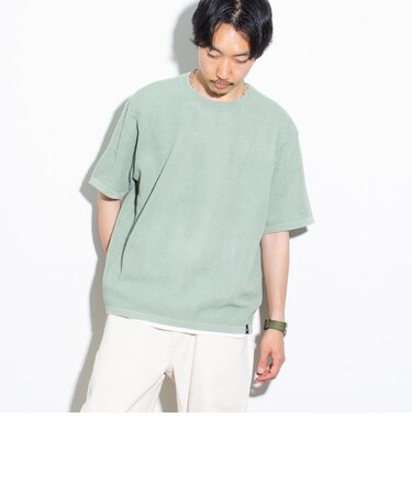 《半袖ニット＋Tシャツの2点セット》レイヤード 畦ニット サマーニット