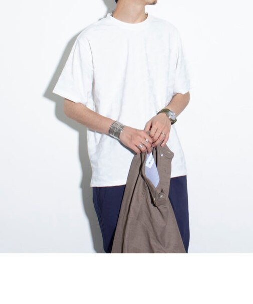 【GLOSTER/グロスター】ジオメトリック柄 ジャガード クルーネックTシャツ