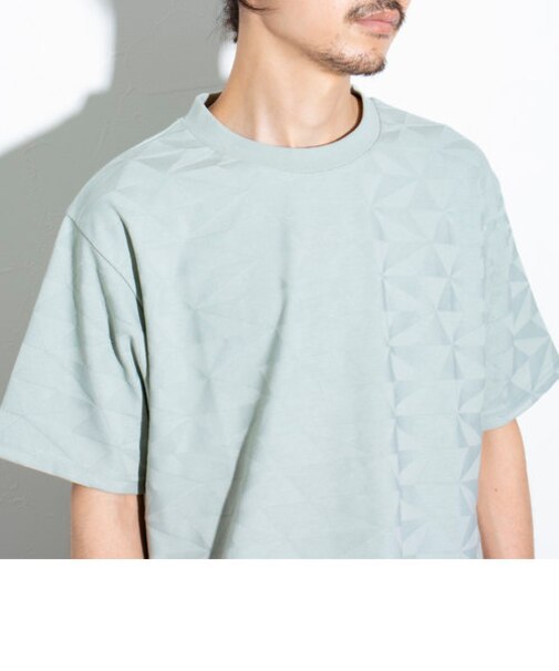 【GLOSTER/グロスター】ジオメトリック柄 ジャガード クルーネックTシャツ