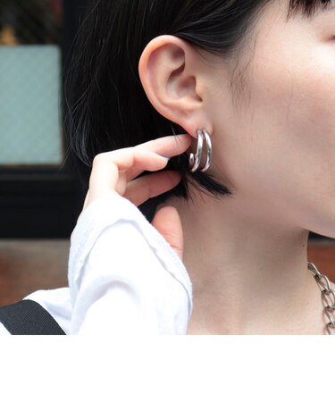 ステンレス2連Cリングピアス